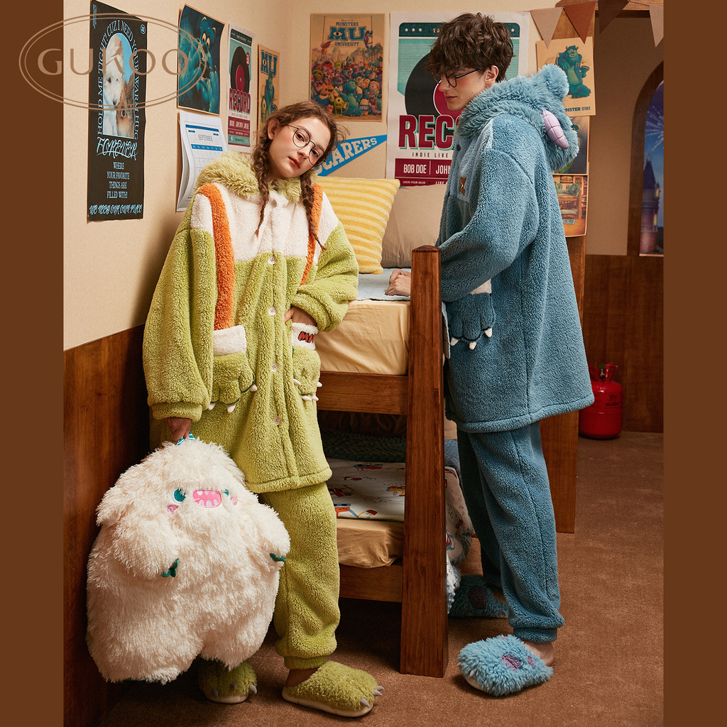 ชุดนอนคู่ Gukoo จาก Monsters University สไตล์ฤดูหนาว สำหรับทั้งผู้ชายและผู้หญิง