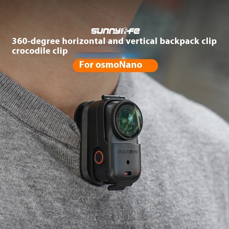 Sunnylife เหมาะสําหรับ DJI OSMO NANO กระเป๋าเป้สะพายหลังคลิป Rotatable Action Camera Holder Mini Quick Release คลิปจระเข้