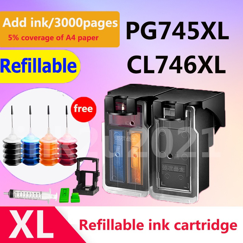Canon PG-745 CL-746 pg745 xl cl746 xl pg 745 xl cl 746 เติม refiltable สําหรับ iP2870S MG2577S TS307