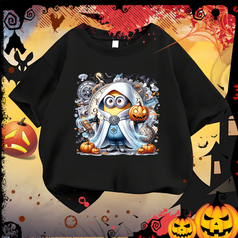เสื้อยืด.Minions.Halloween.Time.Wizard ผ้าฝ้าย 100% ไซส์ S-5XL