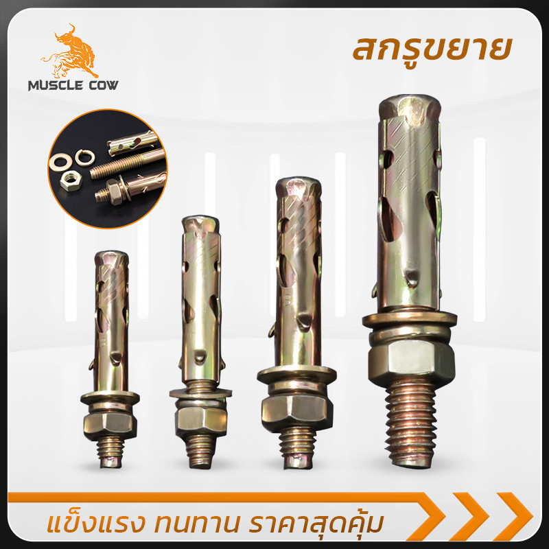 MUSCLE COW พุกเหล็กขยาย ชุบซิงค์กันสนิม แข็งแรง ขนาด 1/4-1/2 นิ้ว ล็อคแน่น ใช้กับผนังคอนกรีต งานหนัก