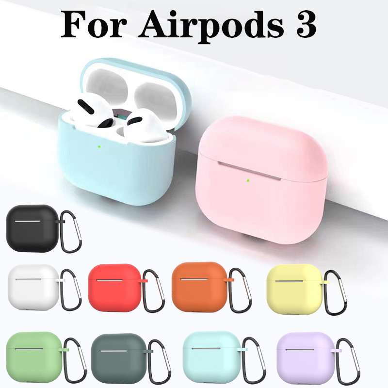 เคสซิลิโคนอ่อนนุ่ม For Apple Airpods 3 เคสหูฟังไร้สาย For AirPods 3 กล่องชาร์จสีทึบแฟชั่นหูฟังกรณี