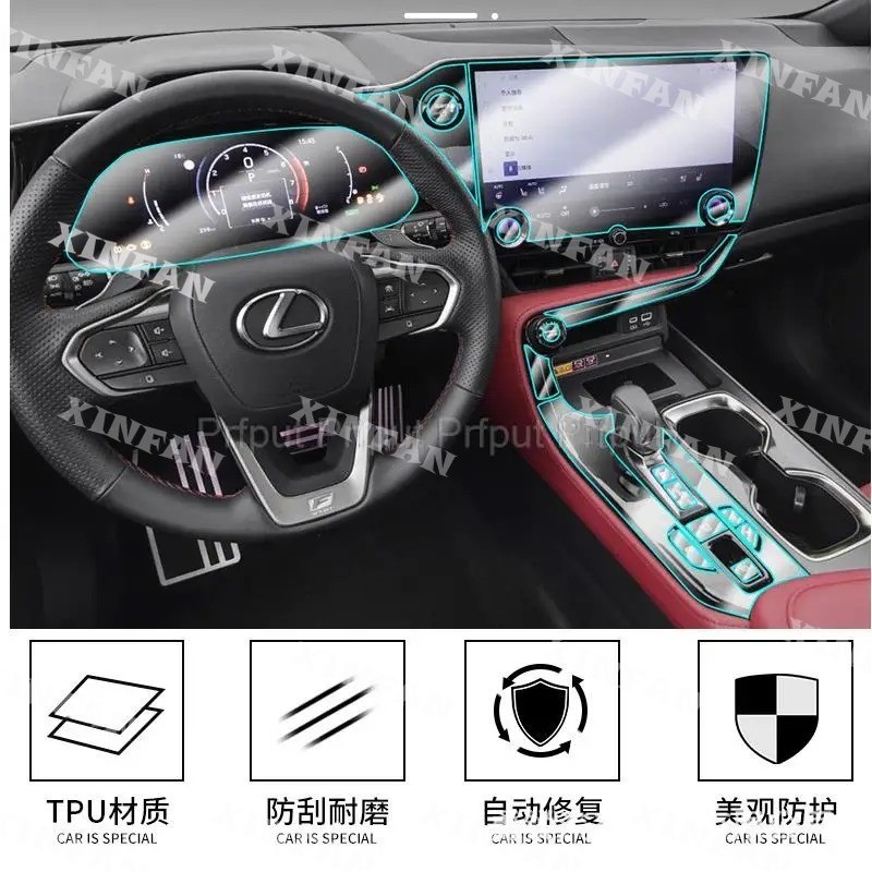สําหรับ Lexus NX NX450H NX350 NX250 NX350H 2022 ภายในรถคอนโซลกลางโปร่งใส TPU ฟิล์ม Anti-scratchdgo