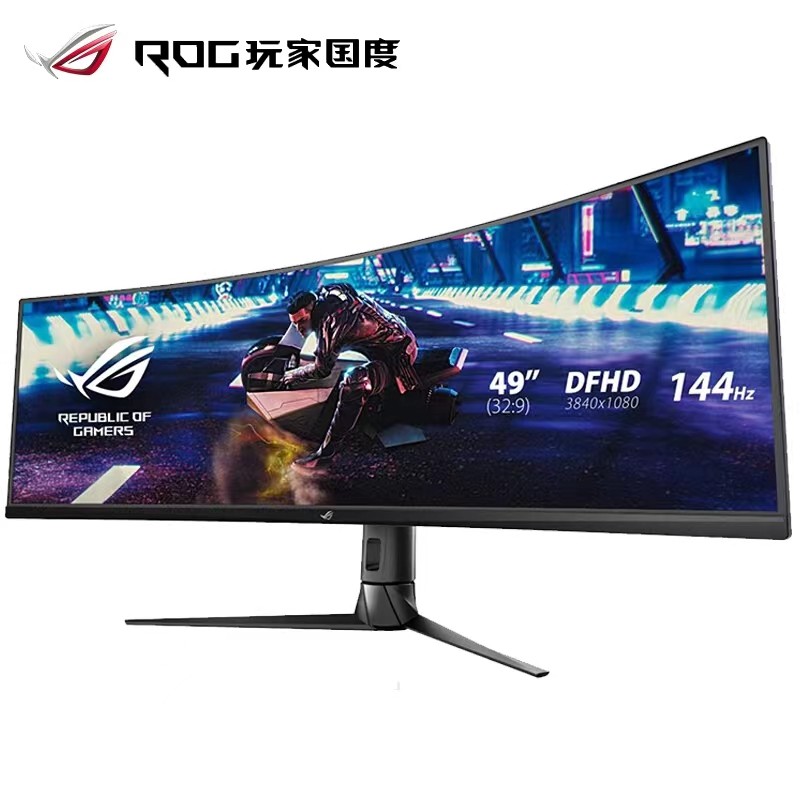 R ROG XG49VQ หน้าจอจอคอมพิวเตอร์ 49 นิ้ว 144hz โค้งพร้อมจอปลาจอแสดงผลสําหรับเล่นเกม Asus