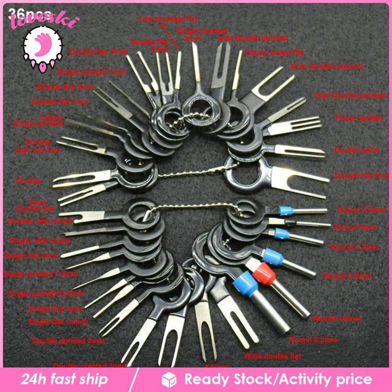 [Lovoski] 36 ชิ้น Terminals Removal Key ชุดเครื่องมือ Extractor สายไฟ Crimp Connector Terminals