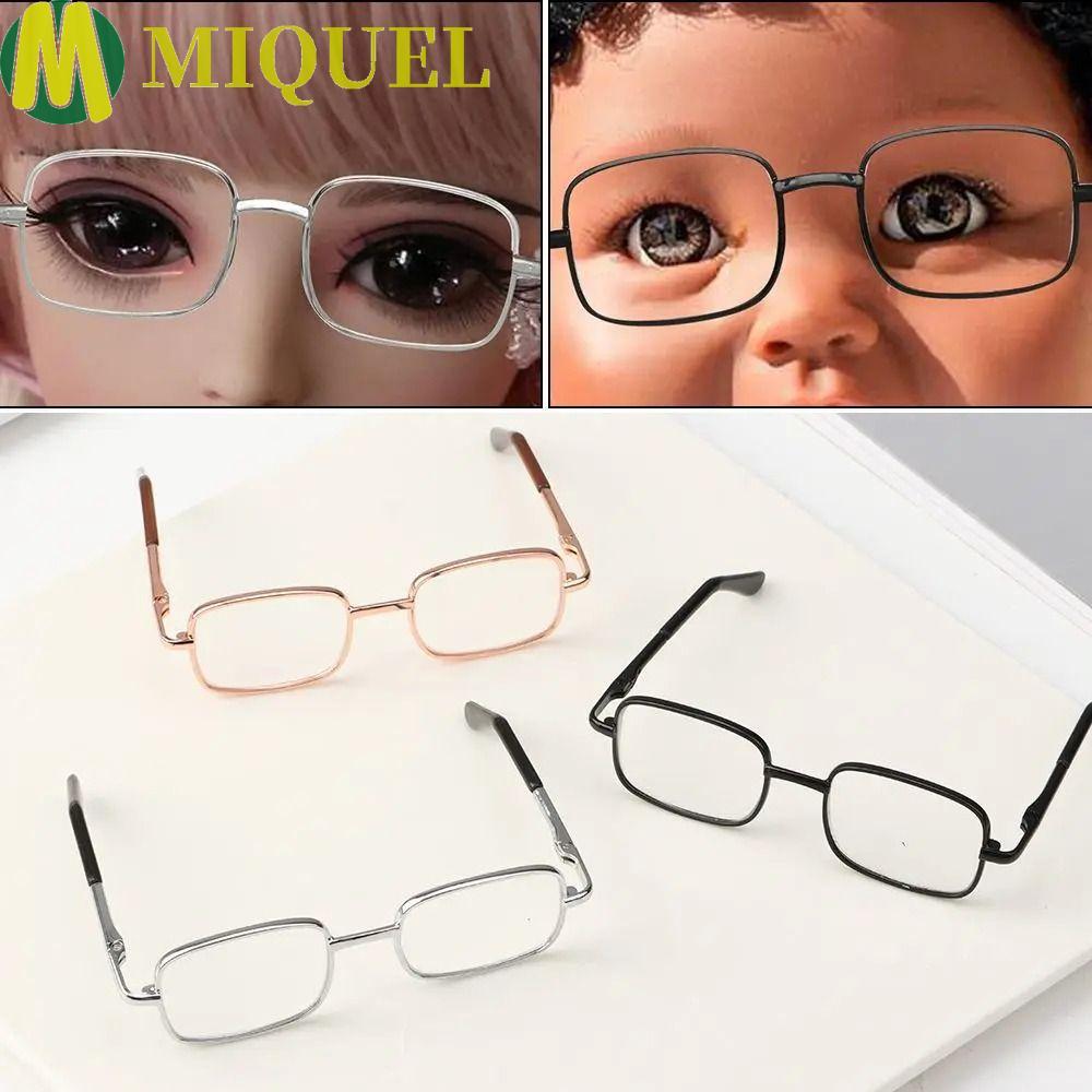 MIQUEL Preppy Cotton Doll Glasses, 8.5 CM Lovely Idol Plush Doll Glasses, Square Gold Cartoon Cotton