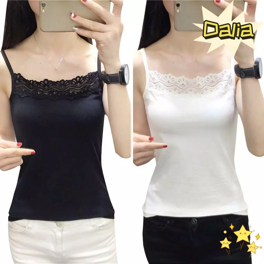 DALIA เสื้อกล้ามฤดูร้อนแบบSlim กับcamisole ลายลูกไม้ เหมาะสำหรับผู้หญิง สวมใส่สบายเป็นชุดชั้นในหรือเสื้อรัดตัว