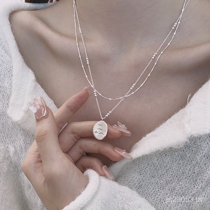 โซ่กระดูกไหปลาร้าจดหมายขายดี Xiaohongshu สร้อยคอสร้อยคอ Yunxuan Double-layer ยี่ห้อเงินสเตอร์ลิงรูปไ