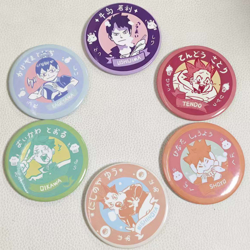 ชุด.BADGES.Haikyuu.Cosplay.6.ชิ้น.พร้อม.ตัวละคร.Hinata.Shoyo.Kageyama.Tobio.Nishawara.Yu.Ushijima.Wa