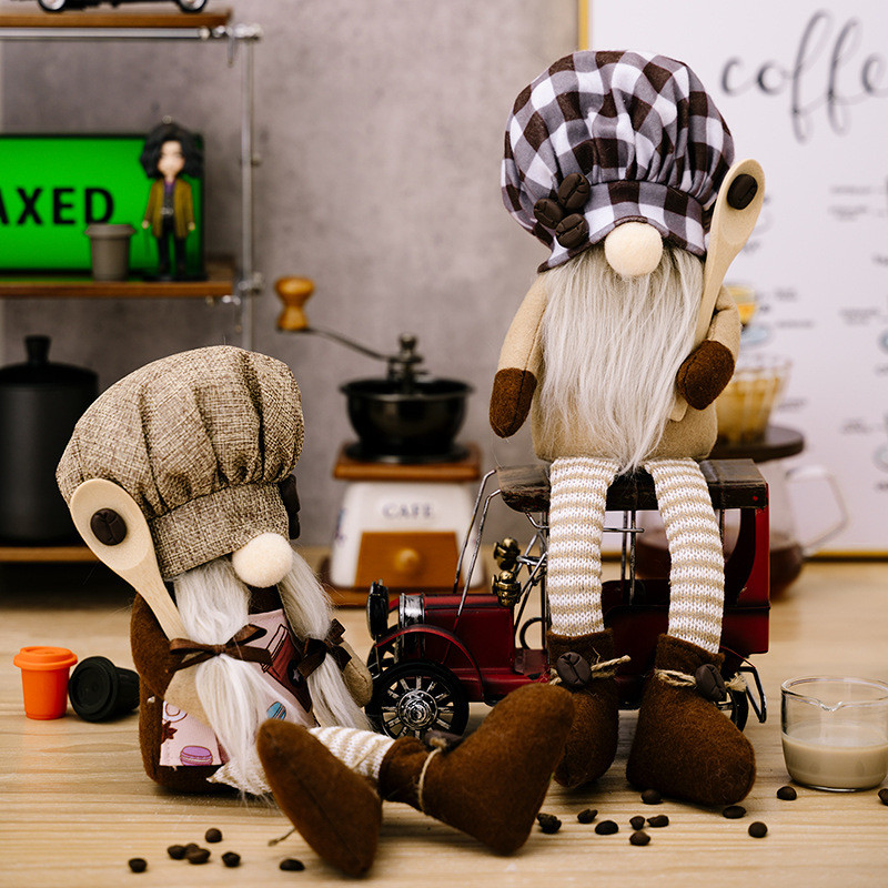 Coffee Chef Cap แขวนกลับ Rudolf Doll