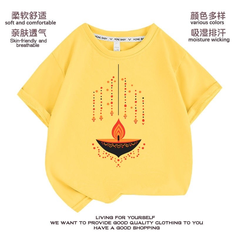 Amazing Thailand Grand Diwali Festival Tee เสื้อผ้าฝ้ายพิมพ์เด็กผู้ใหญ่แขนสั้น 100% Diwali ของขวัญสำ