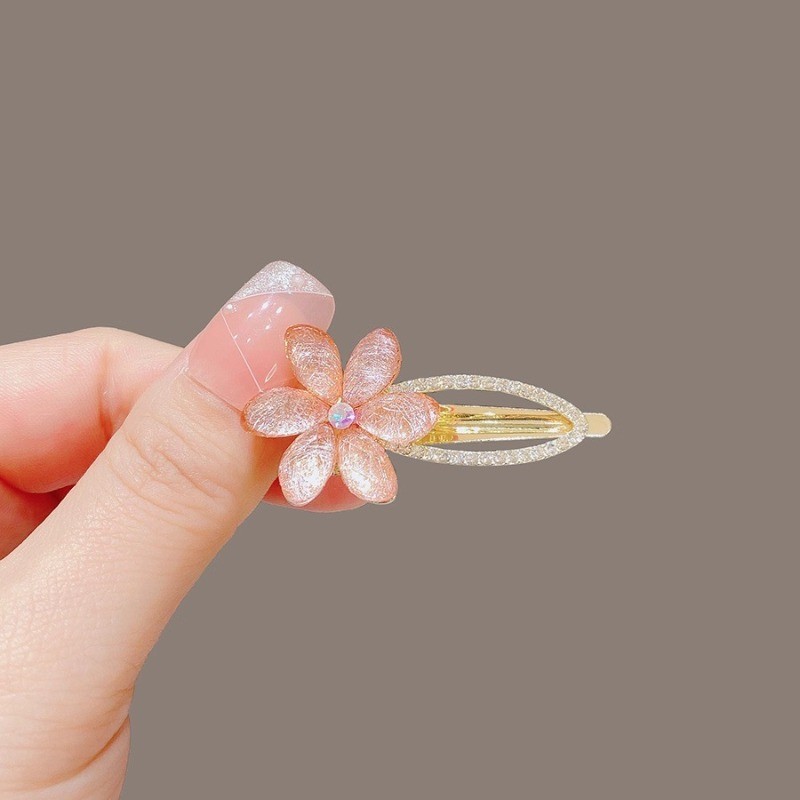 มาโรโปลี [พร้อมสต็อก] หัวอุปกรณ์ผมลายดอกไม้ผ้าไหมแก้ว สไตล์เกาหลี ออกแบบพิเศษกิ๊บด้านข้าง