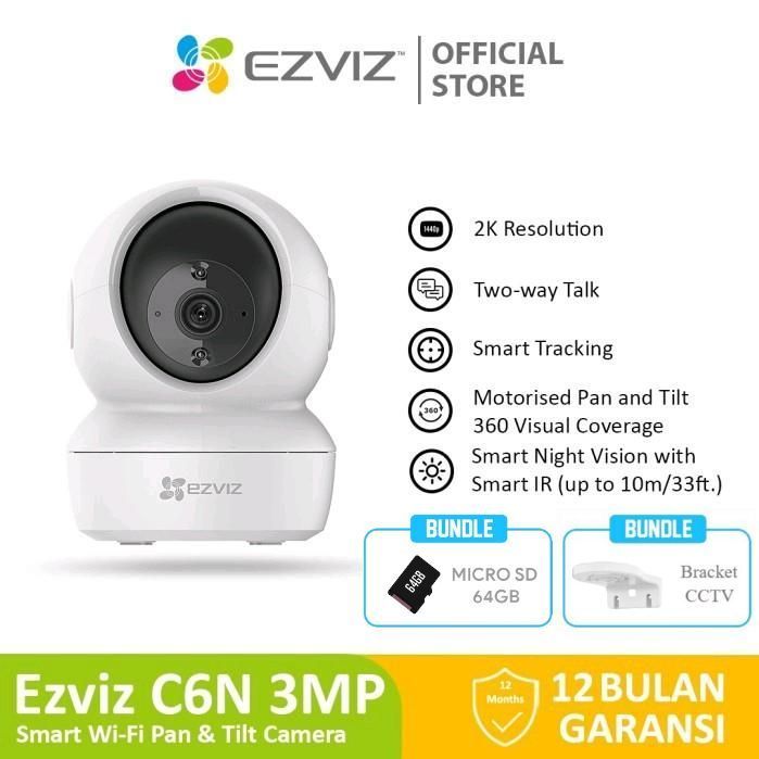 Ezviz C6N Pro 3MP Smart Wifi Pan Tilt IP Camera กล้องวงจรปิดในร่ม 2K