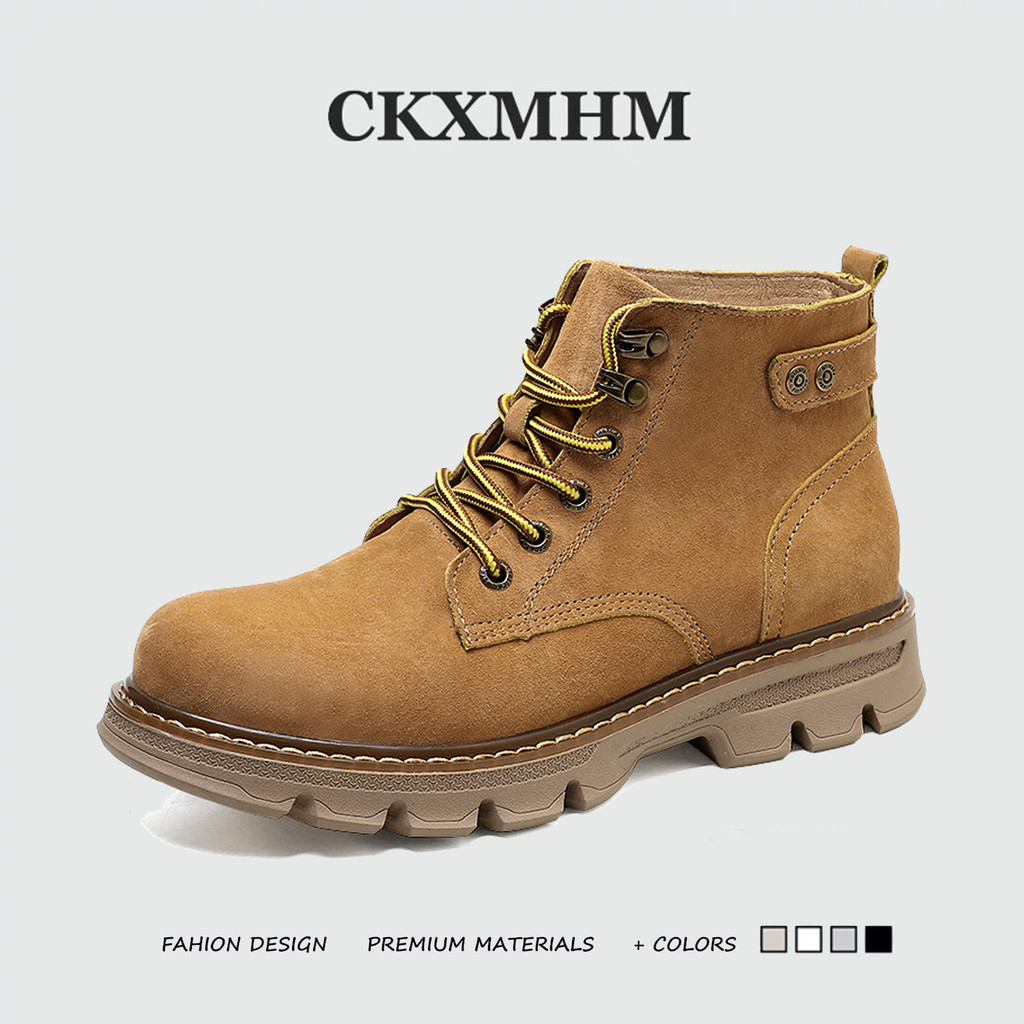 ขนาด 38-44 รองเท้าบู๊ทมาร์ตินหนังแท้คุณภาพสูงสําหรับผู้ชายลําลองรองเท้ากันลื่นทนทาน