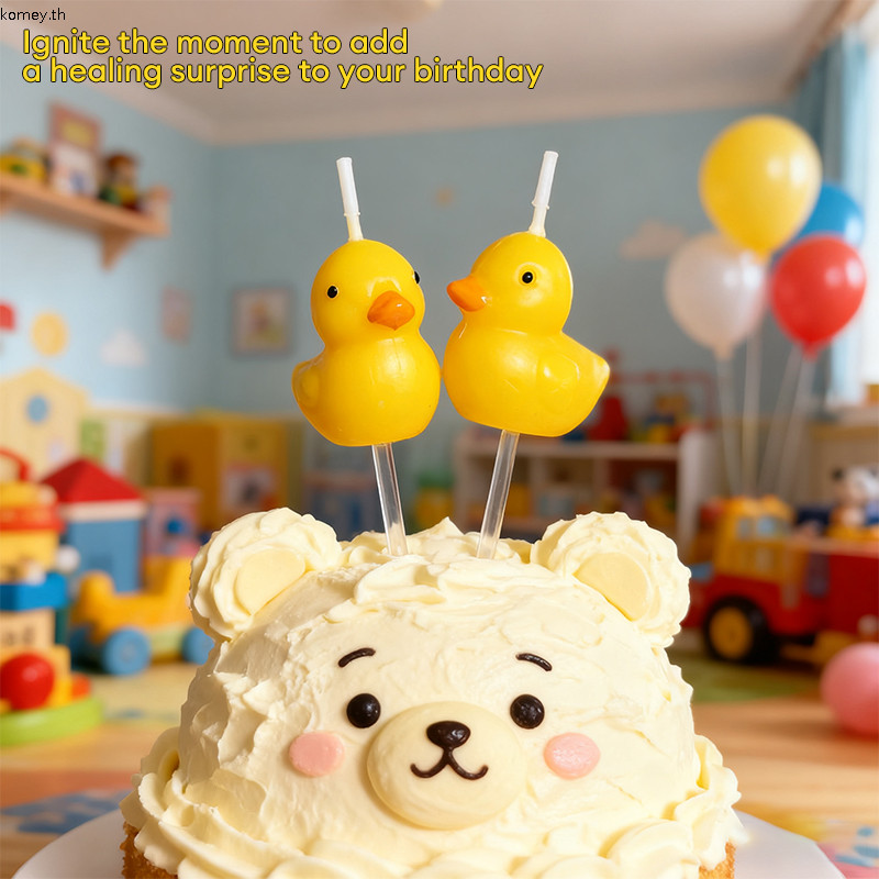 เทียนเป็ดน้อย เทียนวันเกิด(แพค3 ชิ้น) พร้อมส่งในไทย Happy birthday