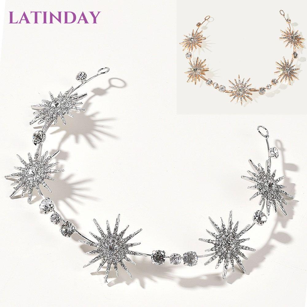 LATINDAY Star Headpieces Crown Luxury เจ้าสาวตกแต่ง Queen Crown ที่คาดผมคริสตัล