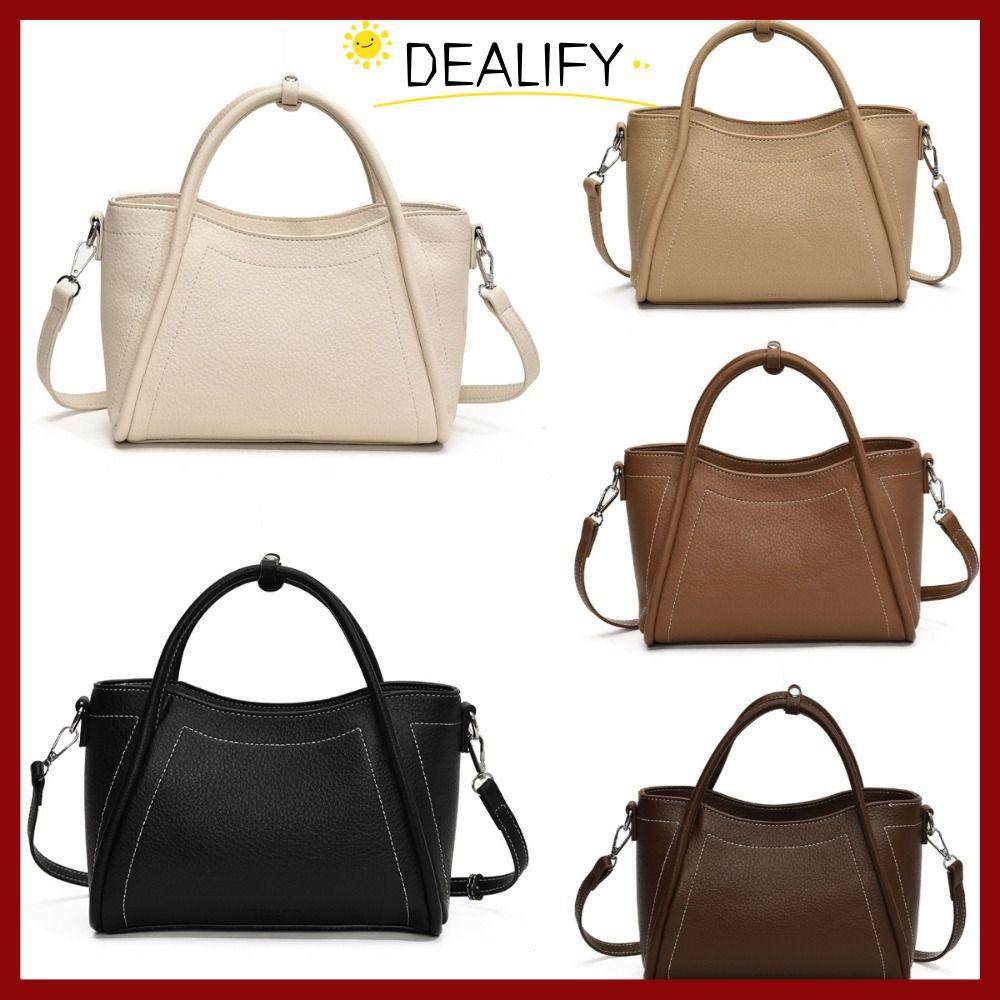 DEALIFY Retro Bucket Bag, PU วัสดุ Square Design Minimalist Handheld Bag, Crossbody Bag ความจุขนาดใหญ่สไตล์คลาสสิกสีกาแฟผู้หญิงกระเป๋าสะพายอเนกประสงค์ Usage