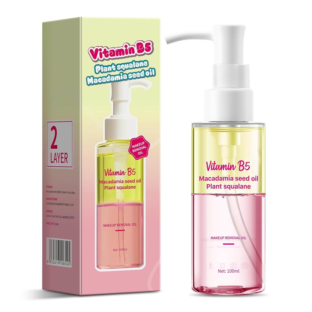 คลีนซิ่งออยล์ควบคุมรูขุมขน, Rainbow Double-Layer Makeup Deep Cleanser Oil for Face, Makeup Blackhead