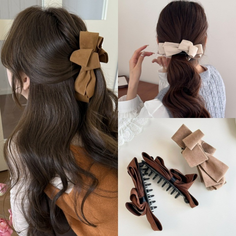 กิ๊บหนังนิ่มพร้อมโบว์สำหรับทำทรงหางม้าต่ำ