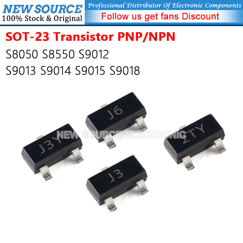 [20-100 ชิ้น] S8050 S8550 S9012 S9013 S9014 S9015 S9018 SOT-23 ทรานซิสเตอร์ PNP/NPN J3Y 2TY 2T1 J6 M