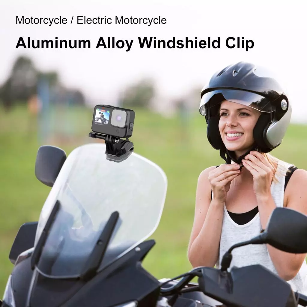 PULUZ PU942B ขาจับกล้องติดกระจกรถจักรยานยนต์สำหรับ GoPro Hero 12/11/10 DJI OSMO Action 4 Insta360 X4/ X3/ Ace Pro thumbnail 4