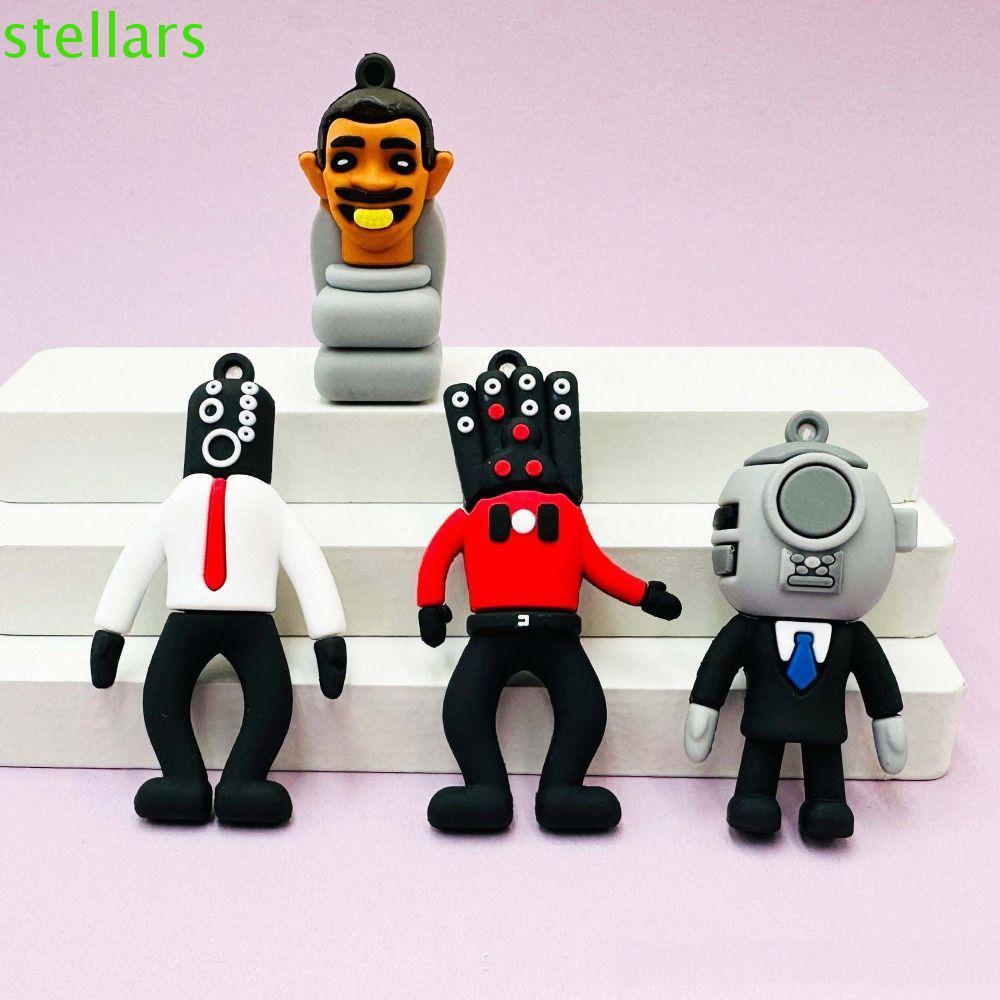 STELLARSYNC Skibidi Bop พวงกุญแจ, ทีวี Man Camara Man PVC อะนิเมะห้องน้ํา Man พวงกุญแจ, Key แหวน Tri