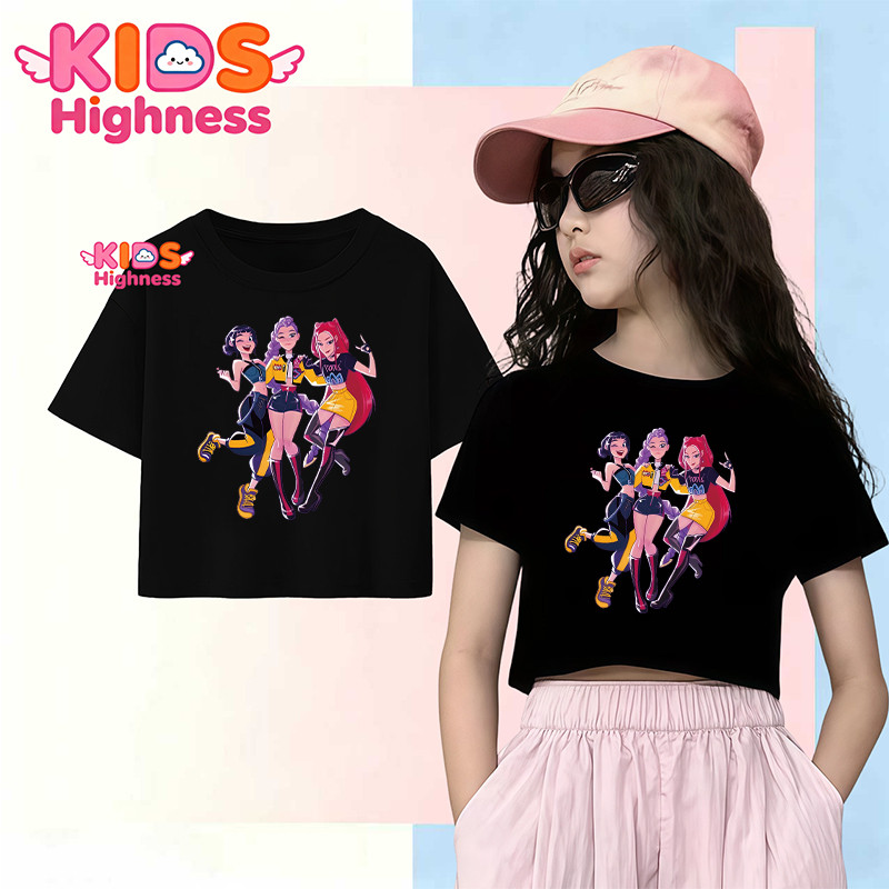 (จัดส่งตลอด 24 ชั่วโมง) Cotton 100% Kpop ผลิตภัณฑ์ใหม่ในปี 2025! เด็กหญิงแขนสั้นเสื้อยืด พิมพ์เสื้อยืด #K05