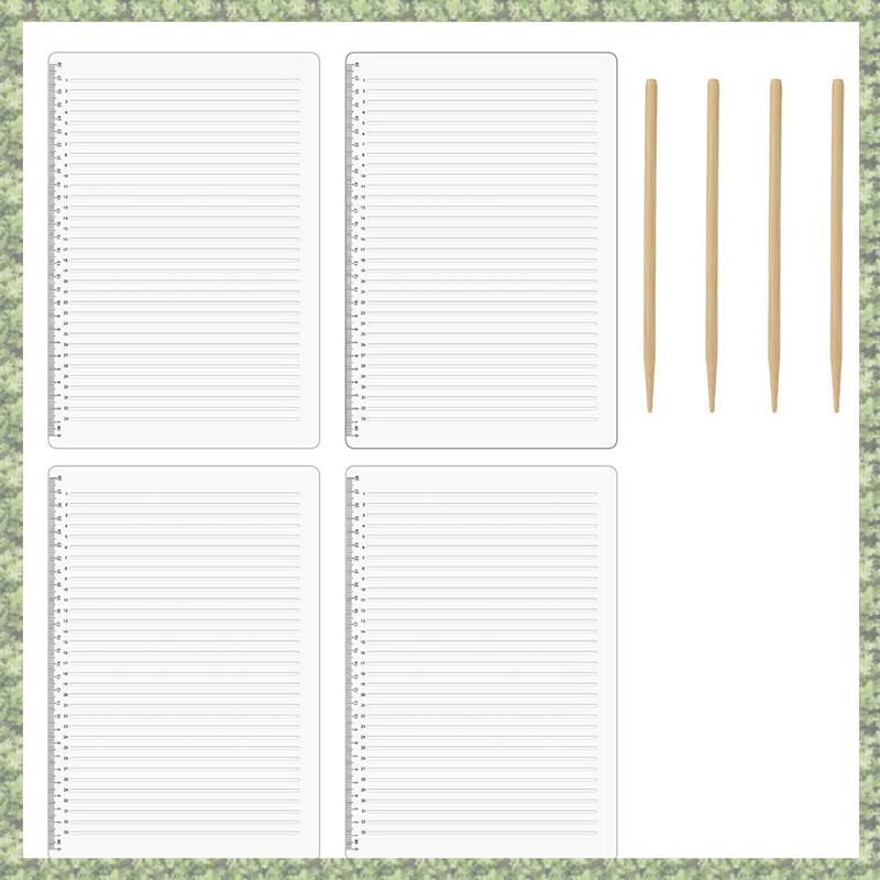 (FYZE) คู่มือตัวอักษรเขียนไม้บรรทัด 11 นิ้ว Scale Line Stencil Template 4 ชิ้นตรงสําหรับ Journaling 