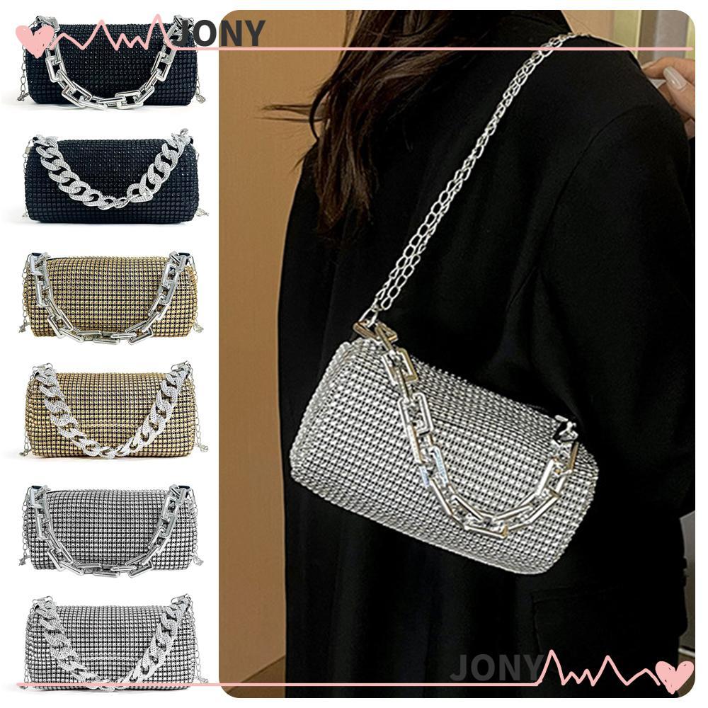 กระเป๋าสะพาย JONY ออกแบบเหมือนเพชรทั้งใบ ทรงถังวิบวับ สไตล์เฉพาะตัว อุปกรณ์เสริมสำหรับงานแต่งงาน ใช้งานได้สะดวกเมื่อออกไปข้างนอก