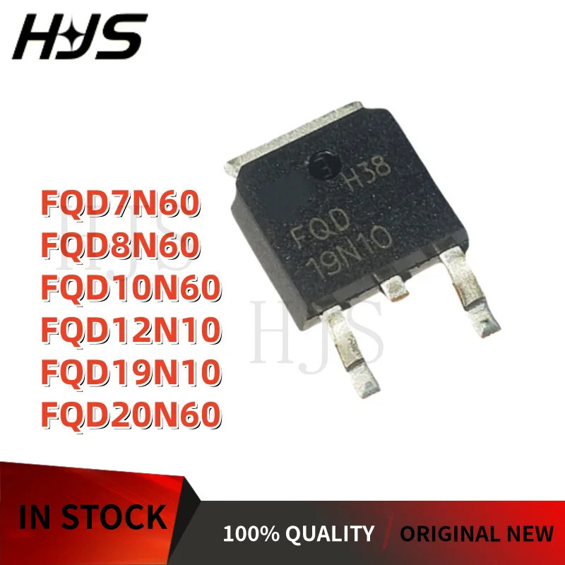 5PCS FQD8N60 FQD12N10 FQD19N10 FQD20N60 FQD7N60 FQD10N60 TO-252 Field Effect ทรานซิสเตอร์