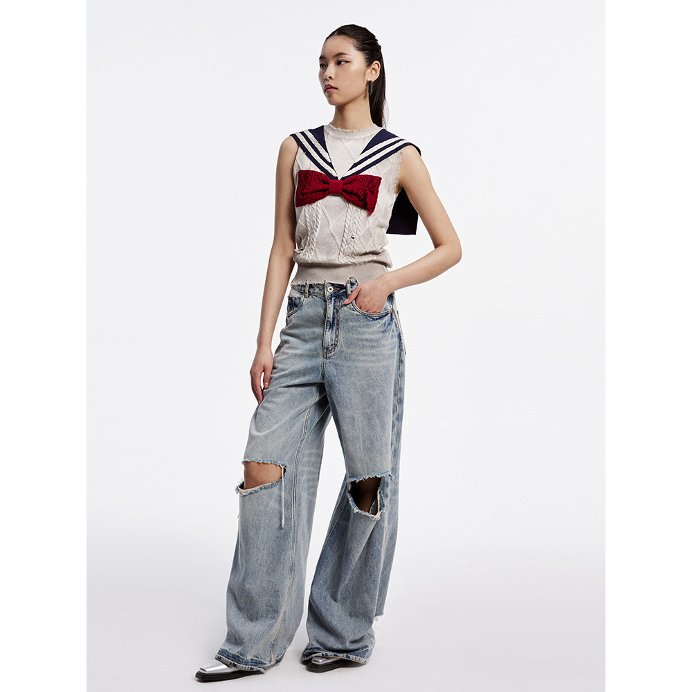 UOOYAA สเวตเตอร์วินเทจสำหรับสาวสวย ฤดูร้อน 2023