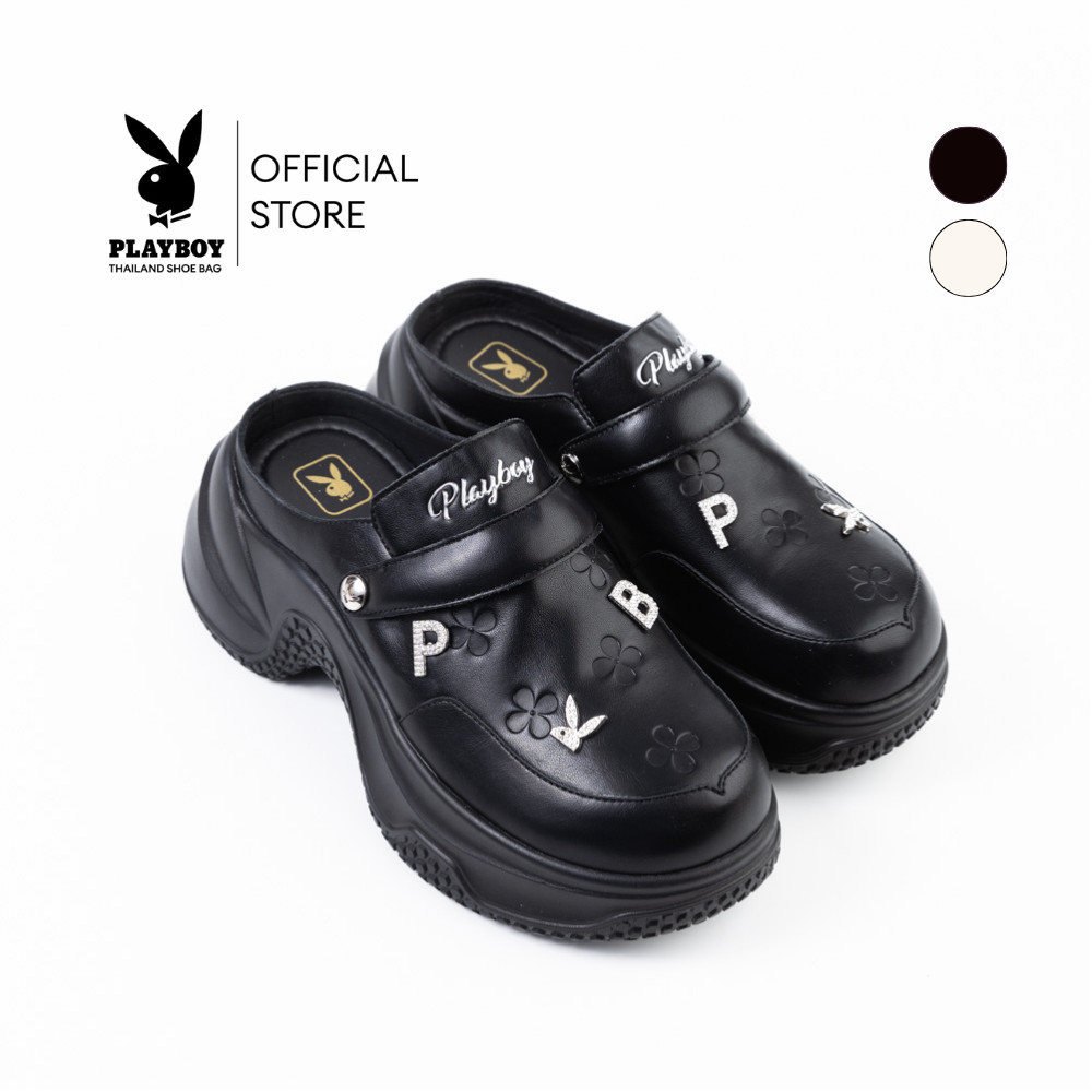 Playboy รุ่น Clover Bunny Clogs รองเท้าทรงคล็อก รหัส ST-H254C1230 มี 2 สี Classic Black/Ivory White
