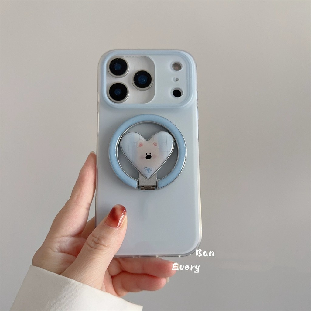 Love Dog วงเล็บแม่เหล็กพับเหมาะสําหรับ Samsung S25/S24ultra/Note20/A34/A06/S10e เคสโทรศัพท์ A25 นมสี