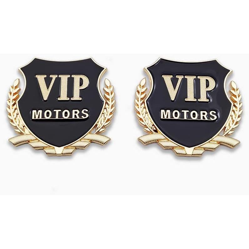 2X โลหะ VIP Motors โลโก้สัญลักษณ์รถ Premium 3D Badge ด้านหลังสติกเกอร์ Auto Side Fender Decal (ทอง)