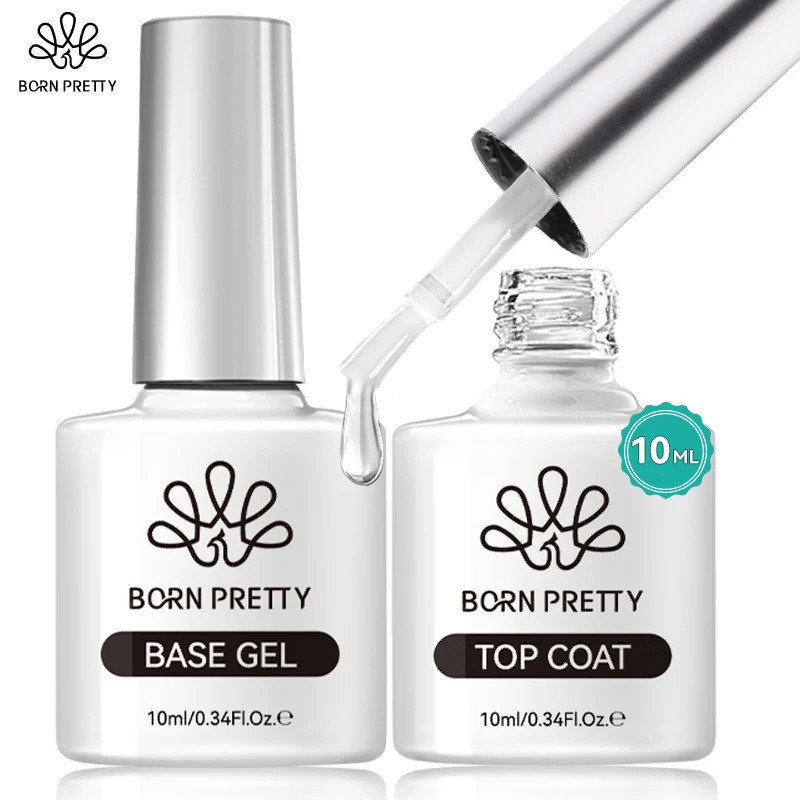 BORN PRETTY Super Top Coat และฐานเจลเล็บสําหรับกึ่งถาวรเจลยางเคลือบเงา Top Coat 10ml เล็บอุปกรณ์เสริ