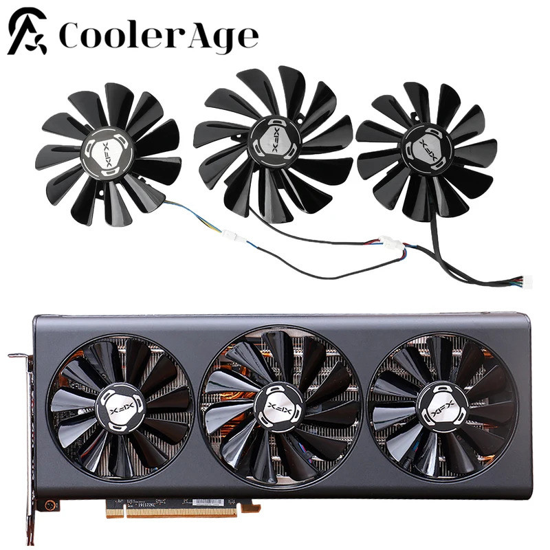 IiNew 85MM 95MM FY010010M12LPA DC12V 0.45A Cooler พัดลมสําหรับ XFX AMD RX 5700 5800 5900XT RX5700 RX
