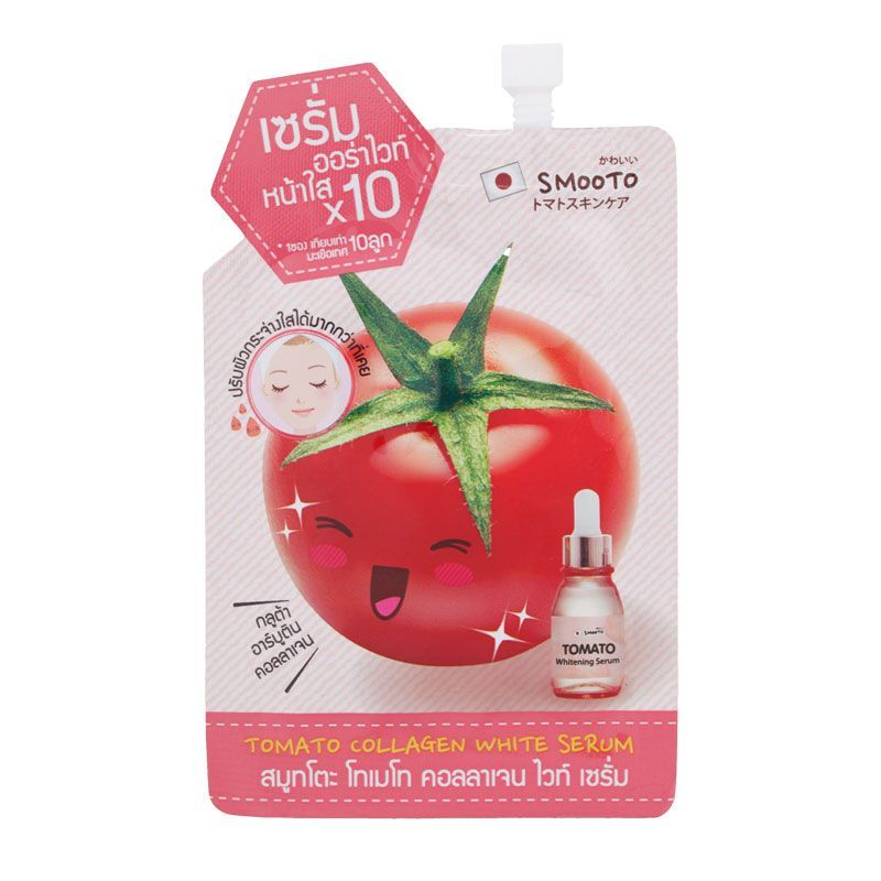 สมูทโตะเซรั่มบำรุงผิวหน้าโทเมโทคอลลาเจนไวท์ 10ก Smooto Tomato Collagen White Facial Serum 10g. [8858718625495 ]
