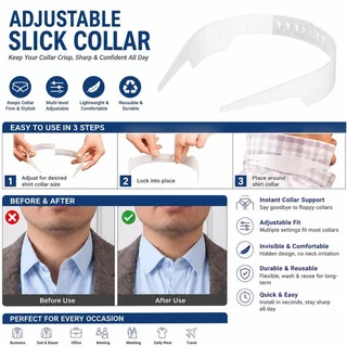 เสื้อยืนคอเครื่องมือ ขนาด16*6CM รักษารูปทรง collar stay ปรับขนาดได้ สีขาว แข็งแรงทนทาน