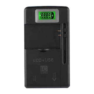 ที่ชาร์จแบตเตอรี่แบบหนีบ หน้าจอ LCD ปรับระยะได้ พร้อมพอร์ต USB สำหรับแบตกล้องและแบตโทรศัพท์ ใช้งานง่าย