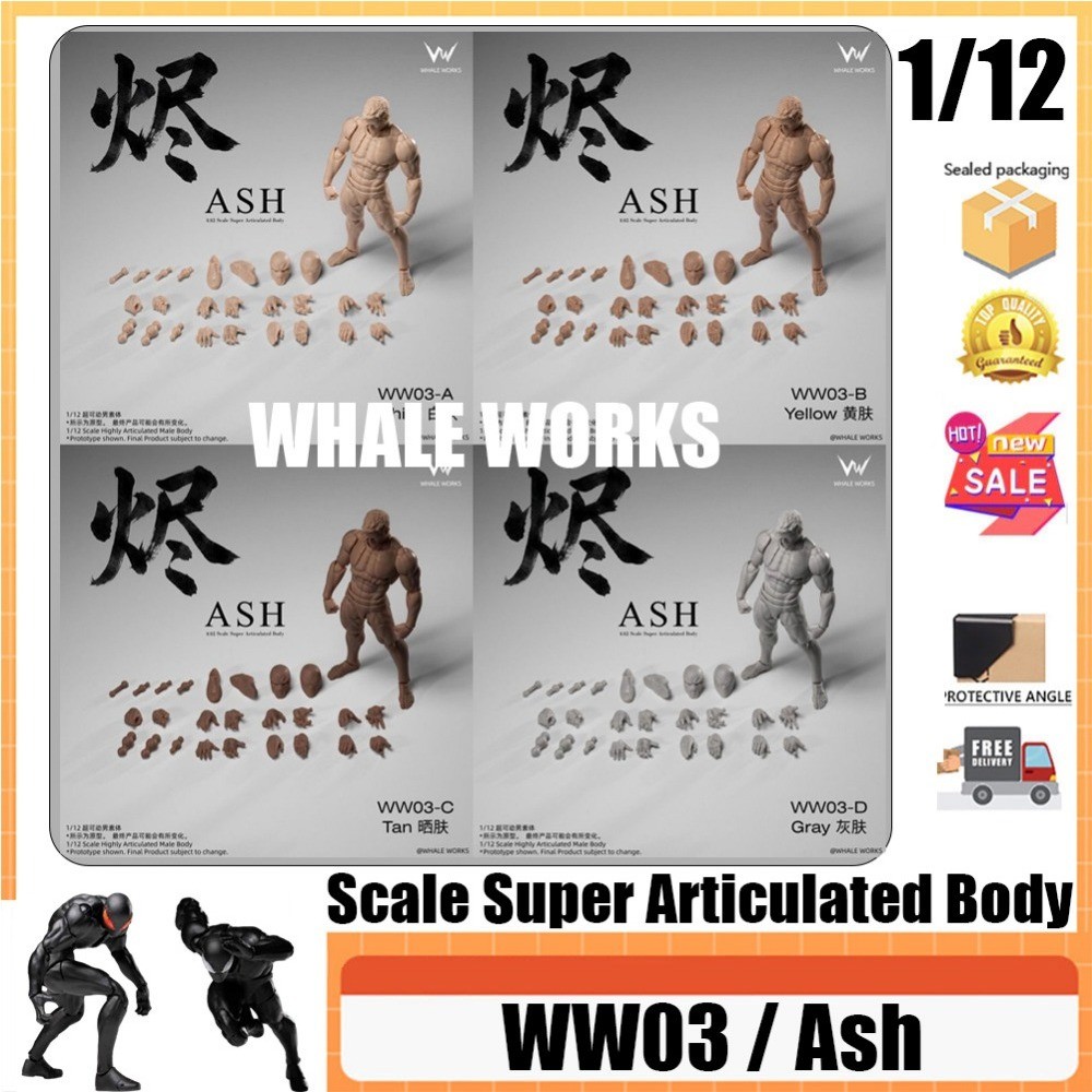 WHALE WORKS WW03/Ash พร้อมสต็อก WHALE Workshop Ashes Ash 1/12 Super Movable ชาย Body