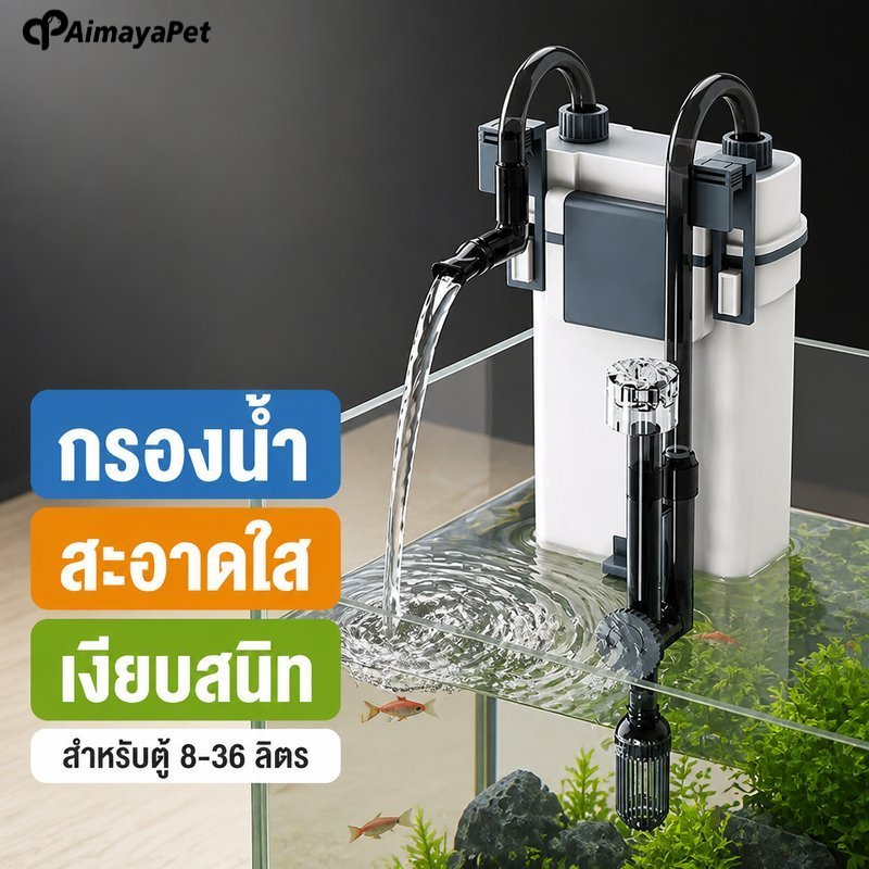 AimayaPet ตัวกรองตู้ปลาแขวน กรองนอก สกิมเมอร์ผิวน้ำ เงียบ ประหยัดไฟ กรองน้ำใส เติมออกซิเจน ตู้ปลาเล็ก
