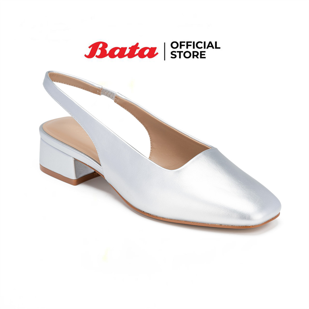 Bata บาจา รองเท้าส้นสูงรัดส้น แบบสวม สูง 2 นิ้ว สำหรับผู้หญิง รุ่น MEMPHIS สีดำ 6316302 สีเงิน 6311302 สีเบจ 6318302