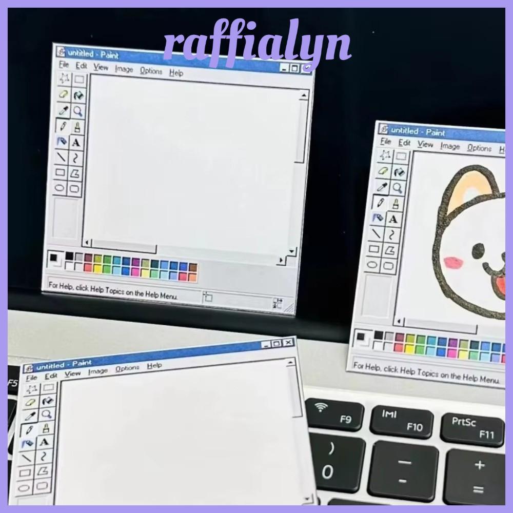 RAFFIALYN 50Pages/book Sticky Note Pad, Drawing Tool Pattern DIY Computer Note Pad, Retro Self-Adhes