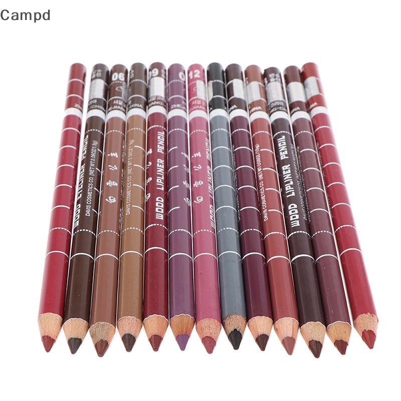 Campd 1 ชิ้น Professional Wood Lip liner กันน้ํา Lady Long Lasting Lip Liner ดินสอ (TH)