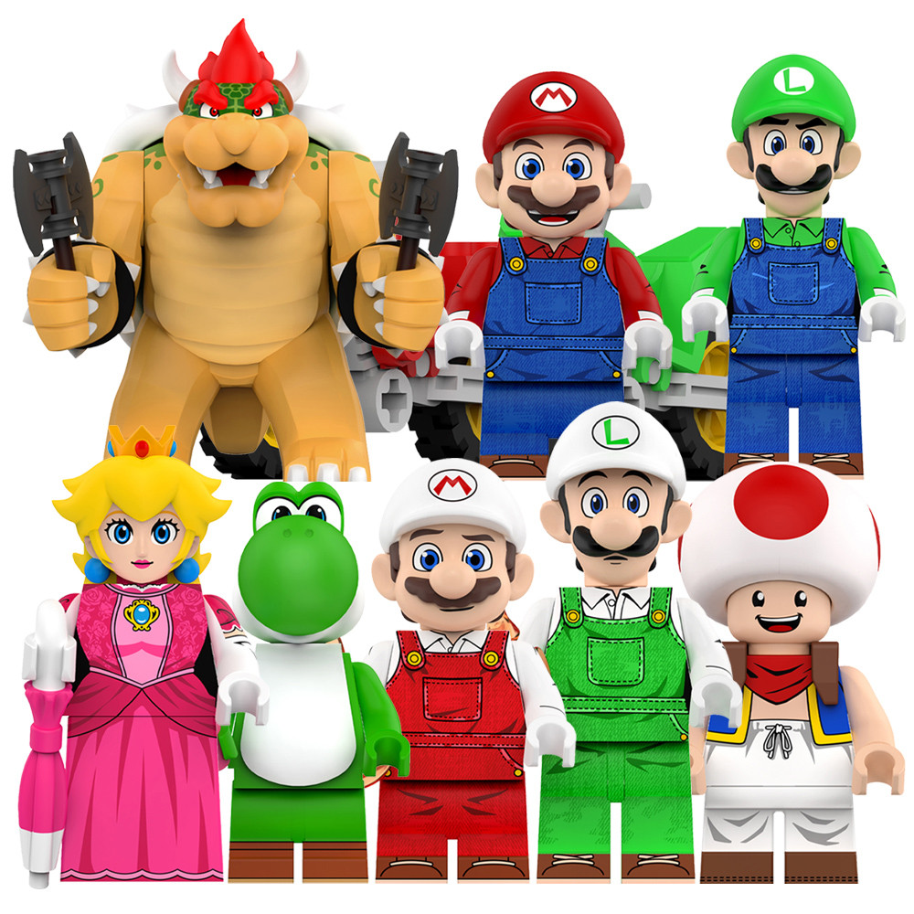 ขายร้อน Super Mario Luigi Princess Peach Koopa Bowser Yoshi Kinopio บล็อกของเล่นตุ๊กตาสะสม