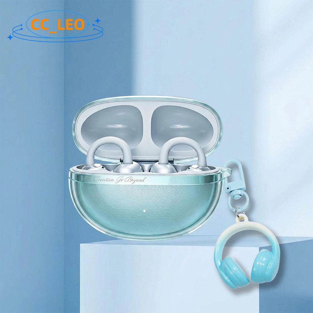for QCY Crossky C50 Case Colorful Clear TPU Soft Case with Cute Keychain Pendant Suitable for QCY Crossky C50 Shockproof Shell Protective Sleeve