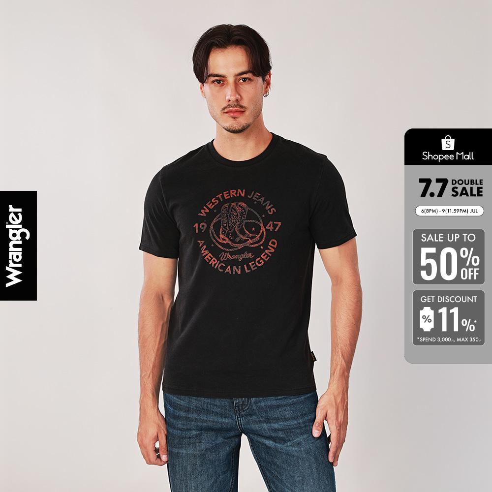 WRANGLER เสื้อยืดแขนสั้นผู้ชาย คอลเลคชั่น Wrangler Legends รุ่น WR S126MTSSN24 สีดำ