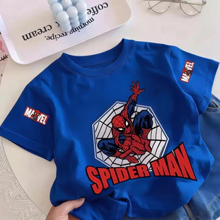 Pebbi Baby เสื้อยืดเด็กฤดูร้อนรุ่นใหม่ ลายสไปเดอร์แมน Spider Man มาร์เวล ผ้าฝ้ายแท้100% นุ่มสบาย เสื้อแขนสั้นเด็กผู้ชาย