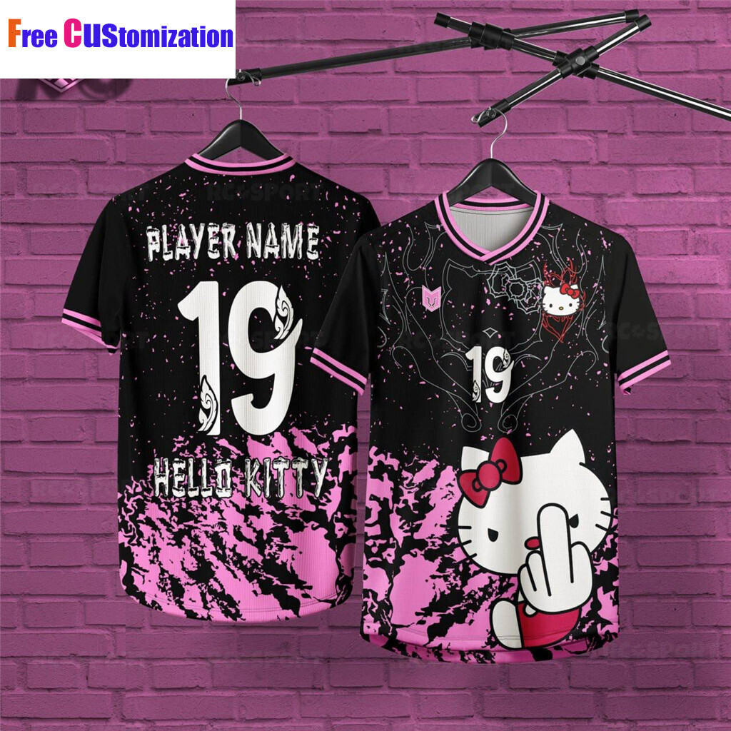 Custom NameMalaysia ใหม่ Hello Kitty Design Jersey ฟรี Custom Baju Jersey Lelaki Unisex 3D Sublimat 