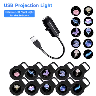 USB หลอดไฟโปรเจ็กเตอร์ โคมไฟกลางคืนสุดโรแมนติกสำหรับห้อง พร้อมโปรเจคเตอร์ฉายภาพดาวเคราะห์บนเพดานสุดเท่ หมุนได้ 360 องศา